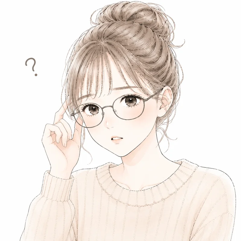 首をかしげて考えるまひる
